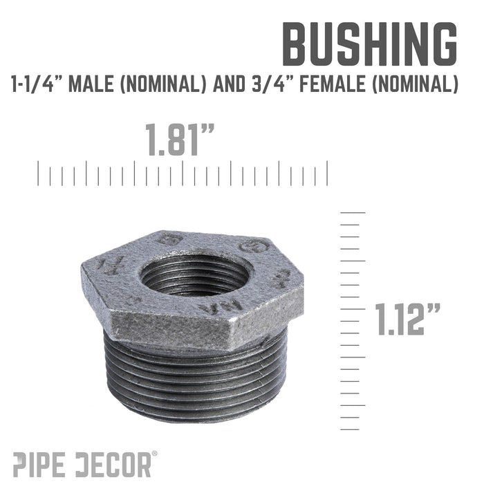 1 1/4 in. x 3/4 in. Black Bushing - Sweatfully