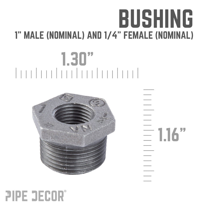 1 in. x 1/4 in. Black Bushing - Sweatfully