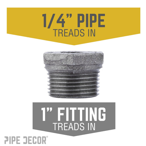 1 in. x 1/4 in. Black Bushing - Sweatfully