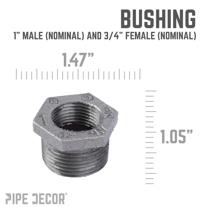 1 in. x 3/4 in. Black Bushing - Sweatfully