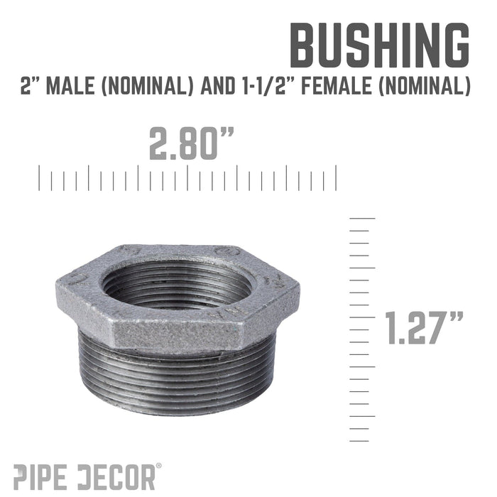 2 in. x 1 1/2 in. Black Bushing - Sweatfully
