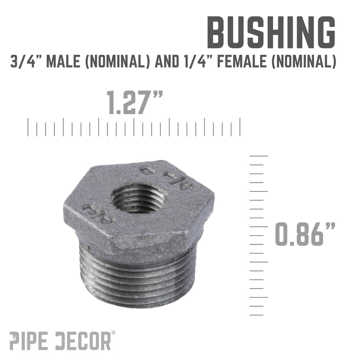 3/4 in. x 1/4 in. Black Bushing - Sweatfully