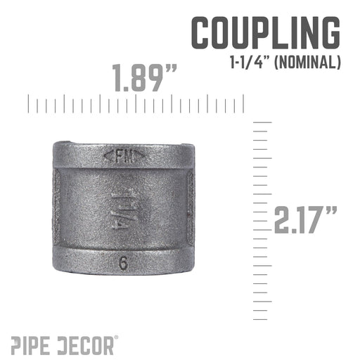 1 1/4 in. Black Coupling - Sweatfully