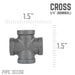 1/4 in. Black Cross - Sweatfully