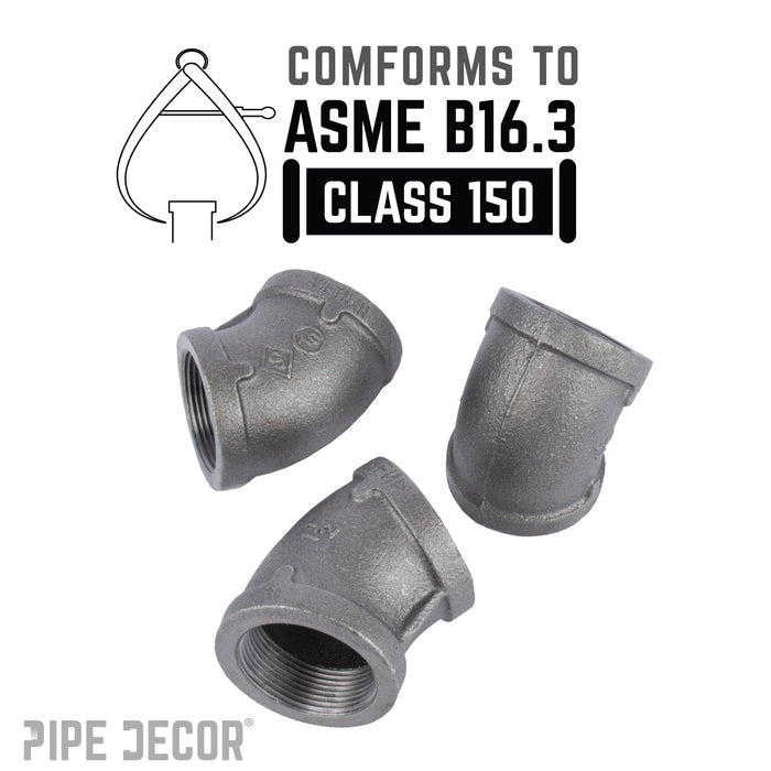 1 1/2 in. Black 45 Degree Elbow - Sweatfully