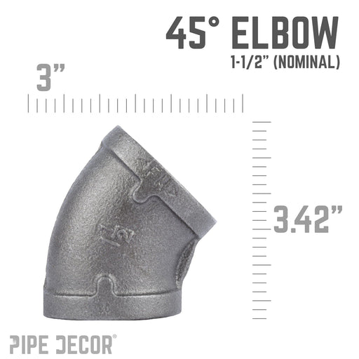 1 1/2 in. Black 45 Degree Elbow - Sweatfully