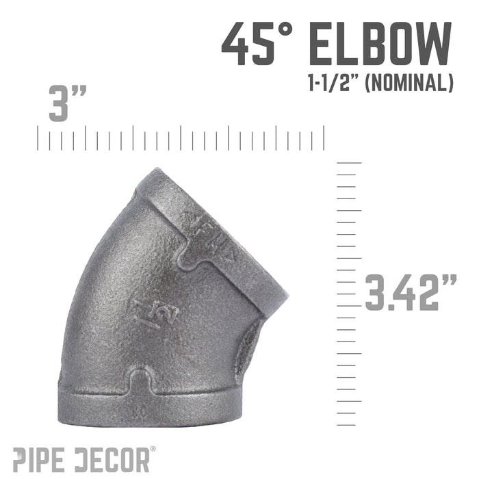 1 1/2 in. Black 45 Degree Elbow - Sweatfully