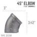 1 1/2 in. Black 45 Degree Elbow - Sweatfully