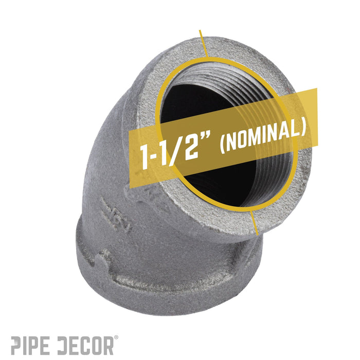 1 1/2 in. Black 45 Degree Elbow - Sweatfully