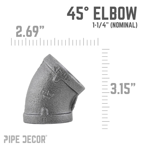 1 1/4 in. Black 45 Degree Elbow - Sweatfully