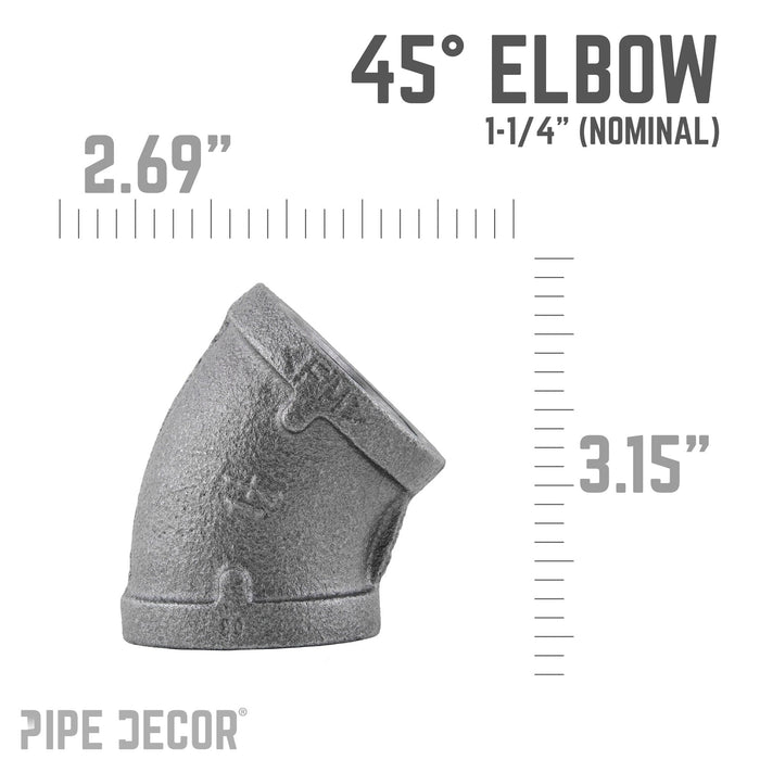1 1/4 in. Black 45 Degree Elbow - Sweatfully
