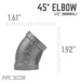 1/2 in. Black 45 Degree Elbow - Sweatfully