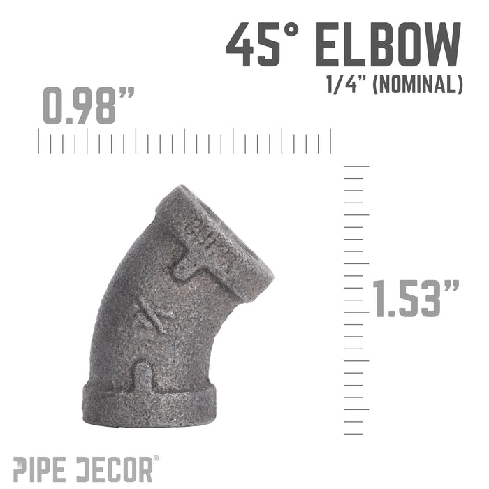 1/4 in. Black 45 Degree Elbow - Sweatfully