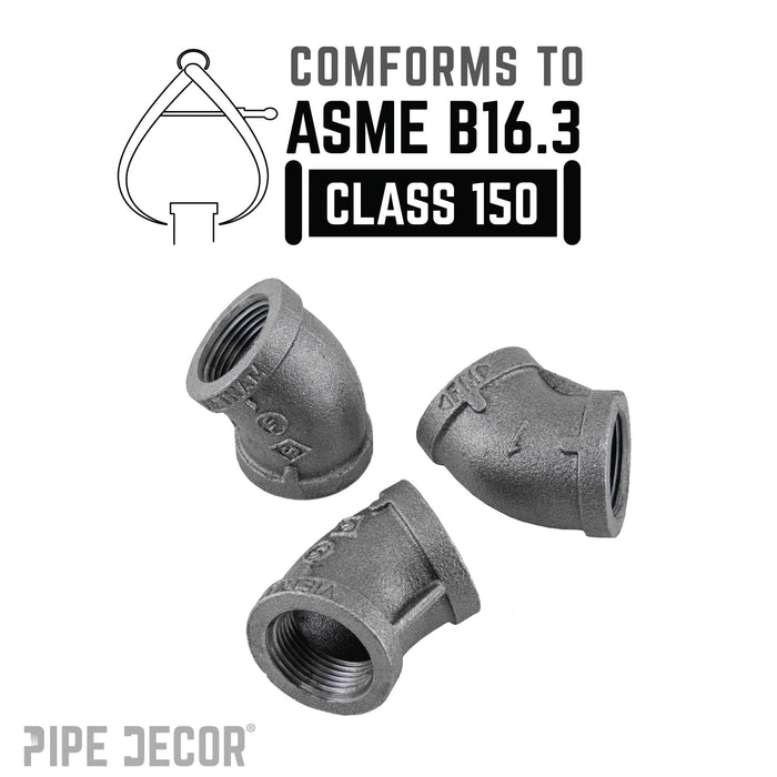 1 in. Black 45 Degree Elbow - Sweatfully