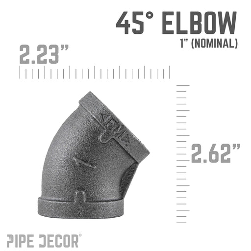1 in. Black 45 Degree Elbow - Sweatfully