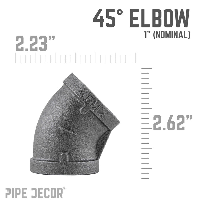 1 in. Black 45 Degree Elbow - Sweatfully