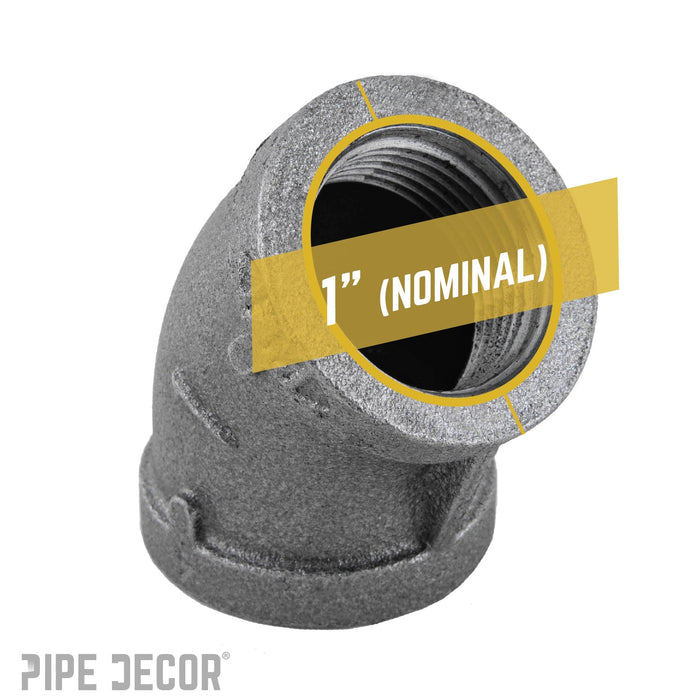 1 in. Black 45 Degree Elbow - Sweatfully