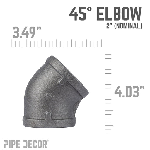 2 in. Black 45 Degree Elbow - Sweatfully