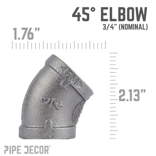 3/4 in. Black 45 Degree Elbow - Sweatfully