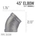 3/4 in. Black 45 Degree Elbow - Sweatfully