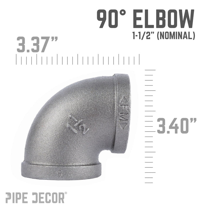 1 1/2 in. Black 90 Degree Elbow - Sweatfully