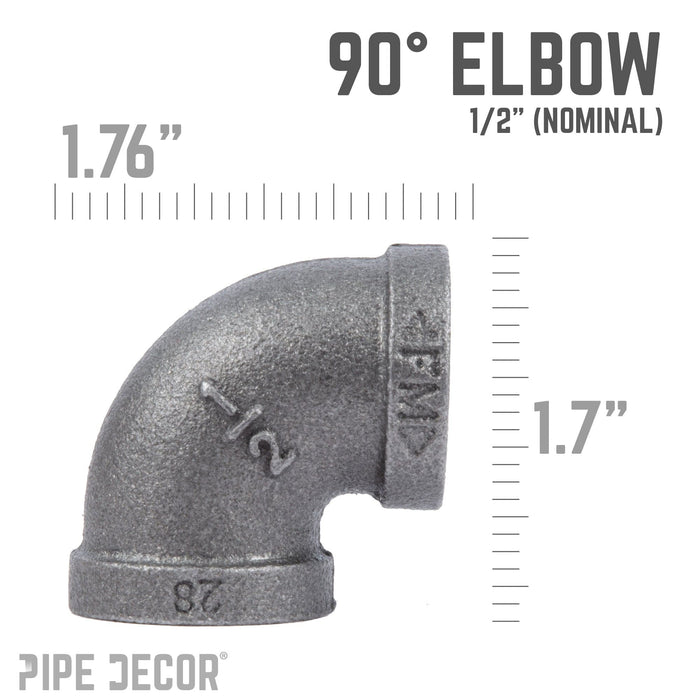 1/2 in. Black 90 Degree Elbow - Sweatfully