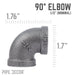 1/2 in. Black 90 Degree Elbow - Sweatfully