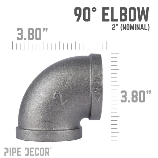2 in. Black 90 Degree Elbow - Sweatfully