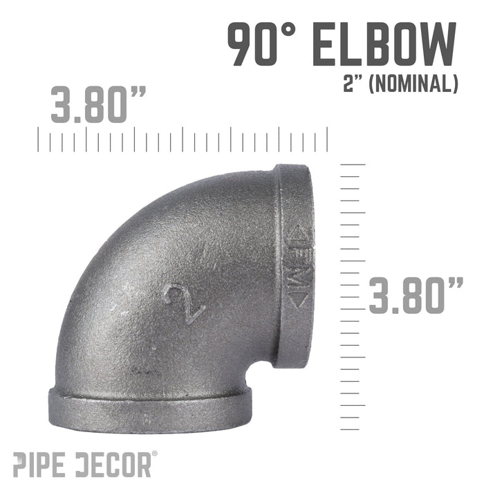 2 in. Black 90 Degree Elbow - Sweatfully
