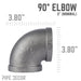 2 in. Black 90 Degree Elbow - Sweatfully