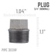 3/4 in. Black Plug - Sweatfully