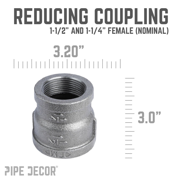 1 1/2 in. x 1 1/4 in. Black Reducing Coupling - Sweatfully
