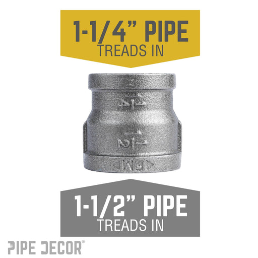 1 1/2 in. x 1 1/4 in. Black Reducing Coupling - Sweatfully