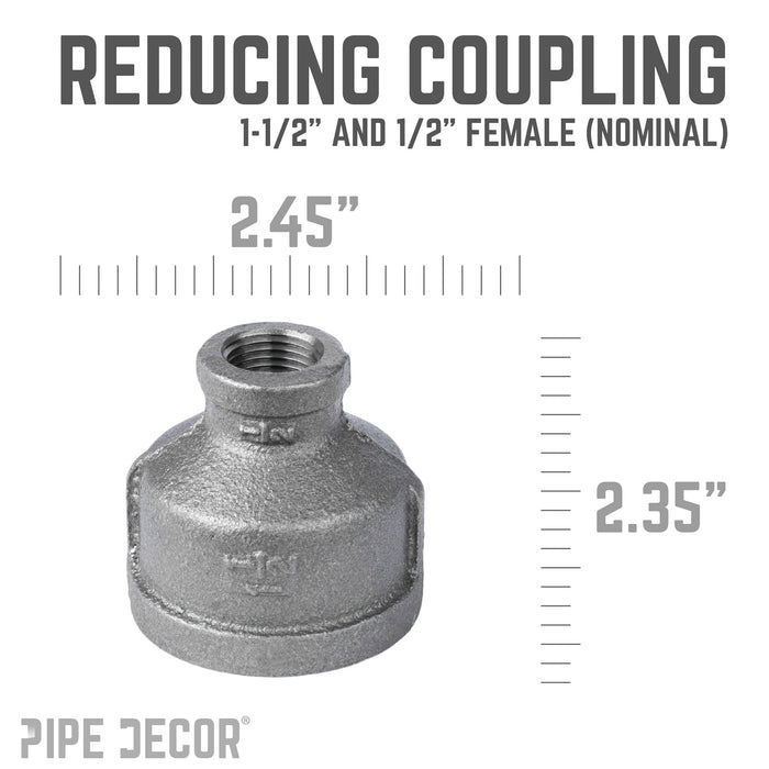 1 1/2 in. x 1/2 in. Black Reducing Coupling - Sweatfully