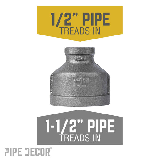 1 1/2 in. x 1/2 in. Black Reducing Coupling - Sweatfully