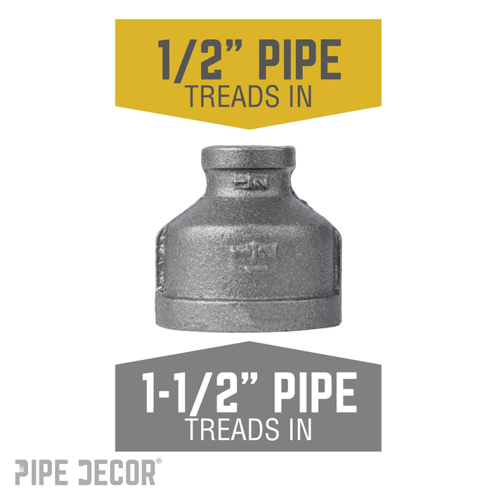 1 1/2 in. x 1/2 in. Black Reducing Coupling - Sweatfully