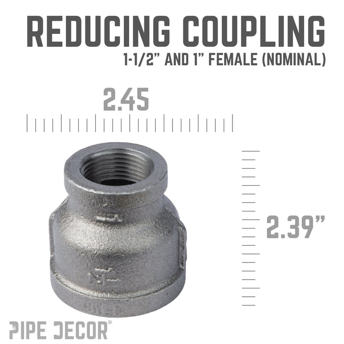 1 1/2 in. x 1 in. Black Reducing Coupling - Sweatfully