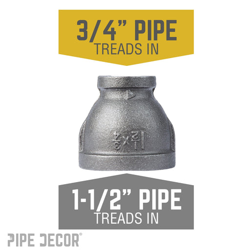 1 1/2 in. x 3/4 in. Black Reducing Coupling - Sweatfully