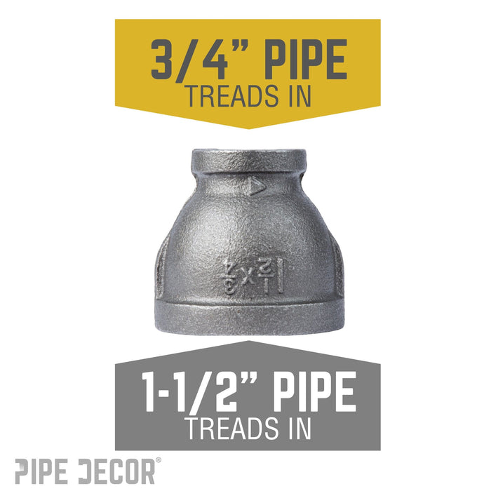 1 1/2 in. x 3/4 in. Black Reducing Coupling - Sweatfully