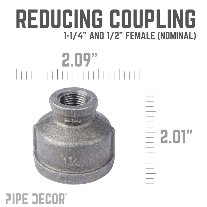 1 1/4 in. x 1/2 in. Black Reducing Coupling - Sweatfully