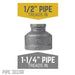 1 1/4 in. x 1/2 in. Black Reducing Coupling - Sweatfully