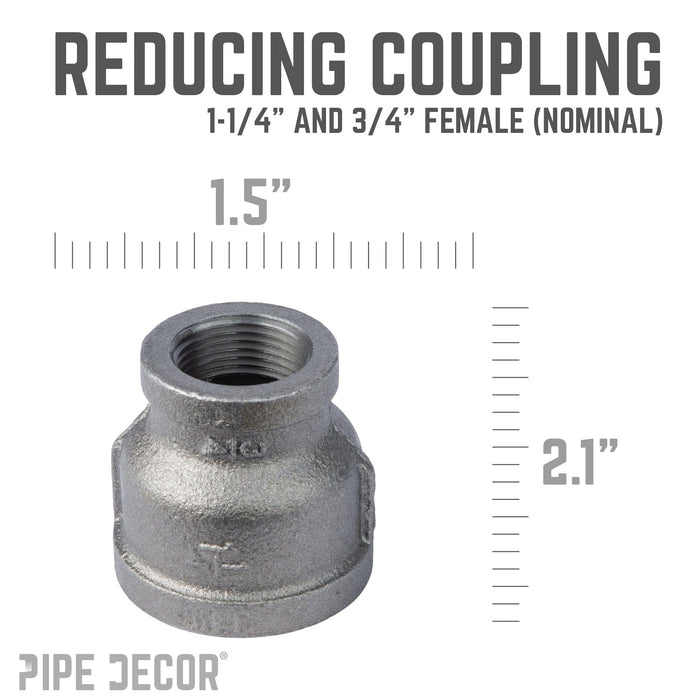 1 1/4 in. x 3/4 in. Black Reducing Coupling - Sweatfully