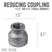 1 1/4 in. x 3/4 in. Black Reducing Coupling - Sweatfully