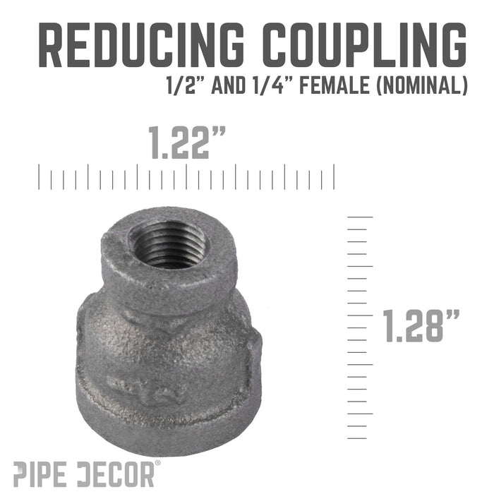 1/2 in. x 1/4 in. Black Reducing Coupling - Sweatfully