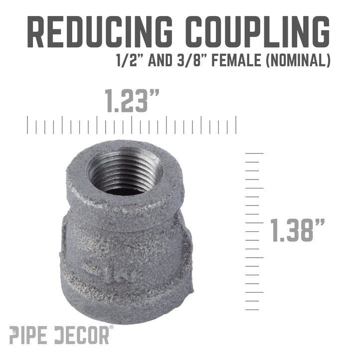 1/2 in. x 3/8 in. Black Reducing Coupling - Sweatfully