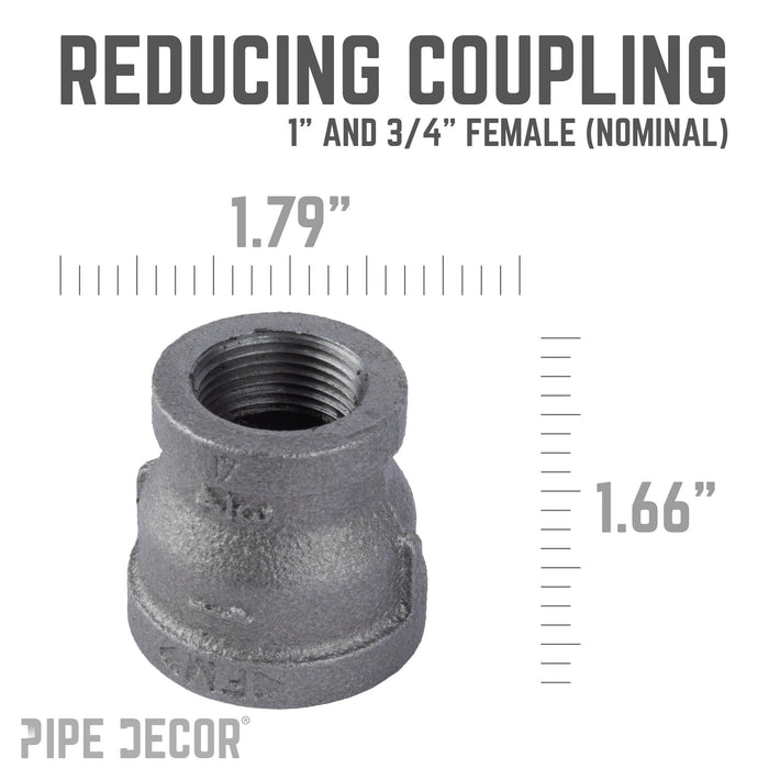 1 in. x 3/4 in. Black Reducing Coupling - Sweatfully