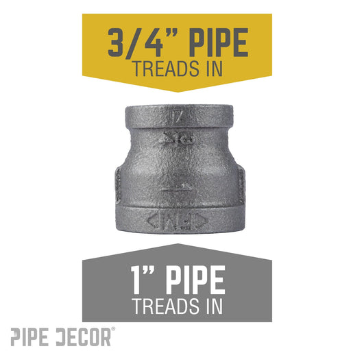 1 in. x 3/4 in. Black Reducing Coupling - Sweatfully