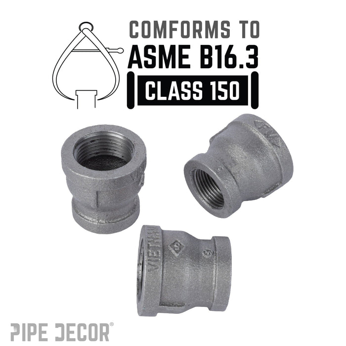 2 in. x 1 1/4 in. Black Reducing Coupling - Sweatfully