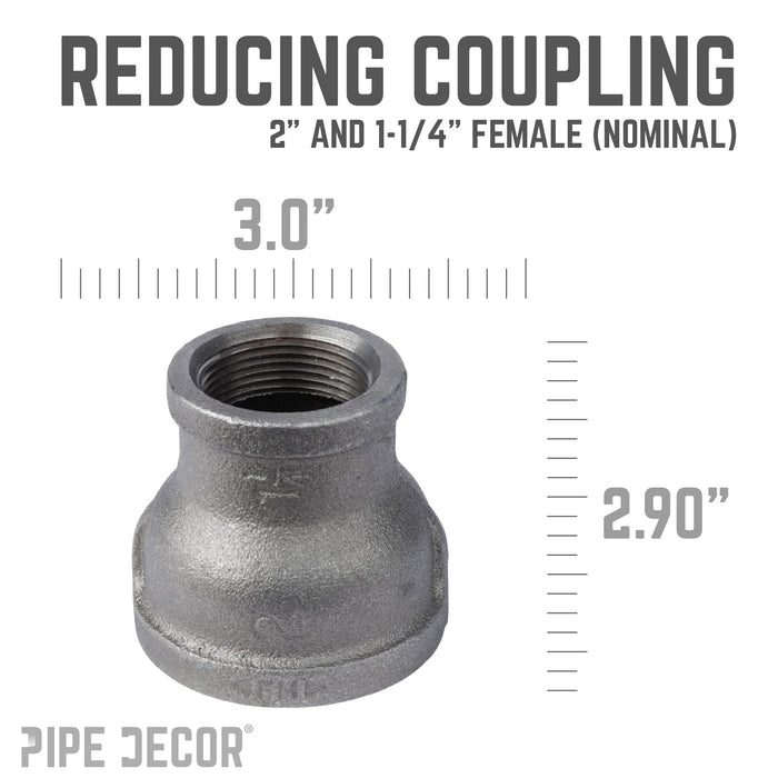 2 in. x 1 1/4 in. Black Reducing Coupling - Sweatfully