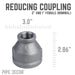 2 in. x 1 in. Black Reducing Coupling - Sweatfully